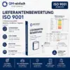 Lieferantenbewertung ISO 9001 Vorlage mit Lieferantenauswahl, Lieferantenaudit, Lieferantenselbstauskunft und Bewertungsmatrix