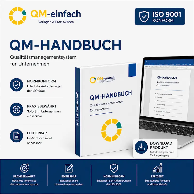QM-Handbuch ISO 9001 für Unternehmen – professionelle Qualitätsmanagement-Vorlage