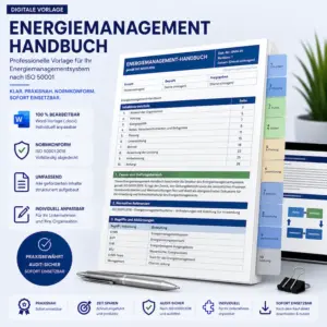 Energiemanagement Handbuch ISO 50001:2018 als bearbeitbare Word-Vorlage