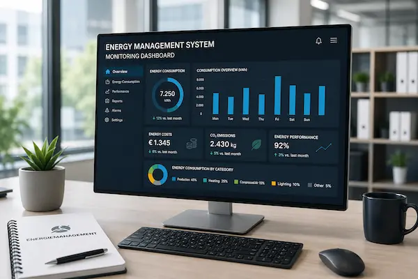 Energiemanagement-Vorlagen nach ISO 50001 mit digitalem Monitoring-Dashboard für ein professionelles Energiemanagementsystem