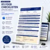 Universelles Produktbild für editierbare Word-Vorlagen von IFS Food Version 8 Checklisten mit Formularen zur Wirksamkeitskontrolle, Stammdaten und Audit-Badges.