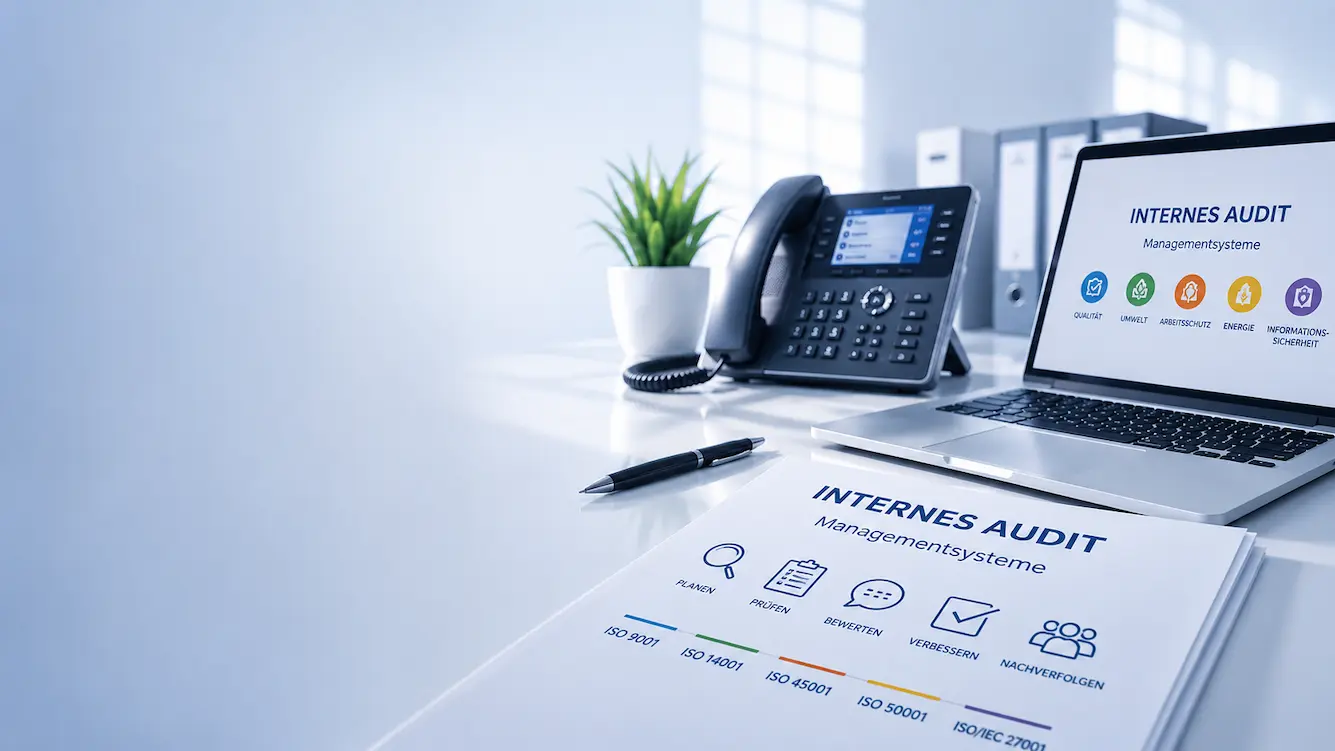 Headerbild der Kategorie Internes Audit mit Audit-Vorlagen und Checklisten für Managementsysteme nach ISO 9001, ISO 14001, ISO 45001, ISO 50001 und ISO/IEC 27001.