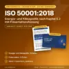 Energie- und Klimapolitik nach ISO 50001:2018 Kapitel 5.2 für Dienstleistungsunternehmen: Titelseite der Word-Vorlage und Titelfolie der PowerPoint-Präsentation