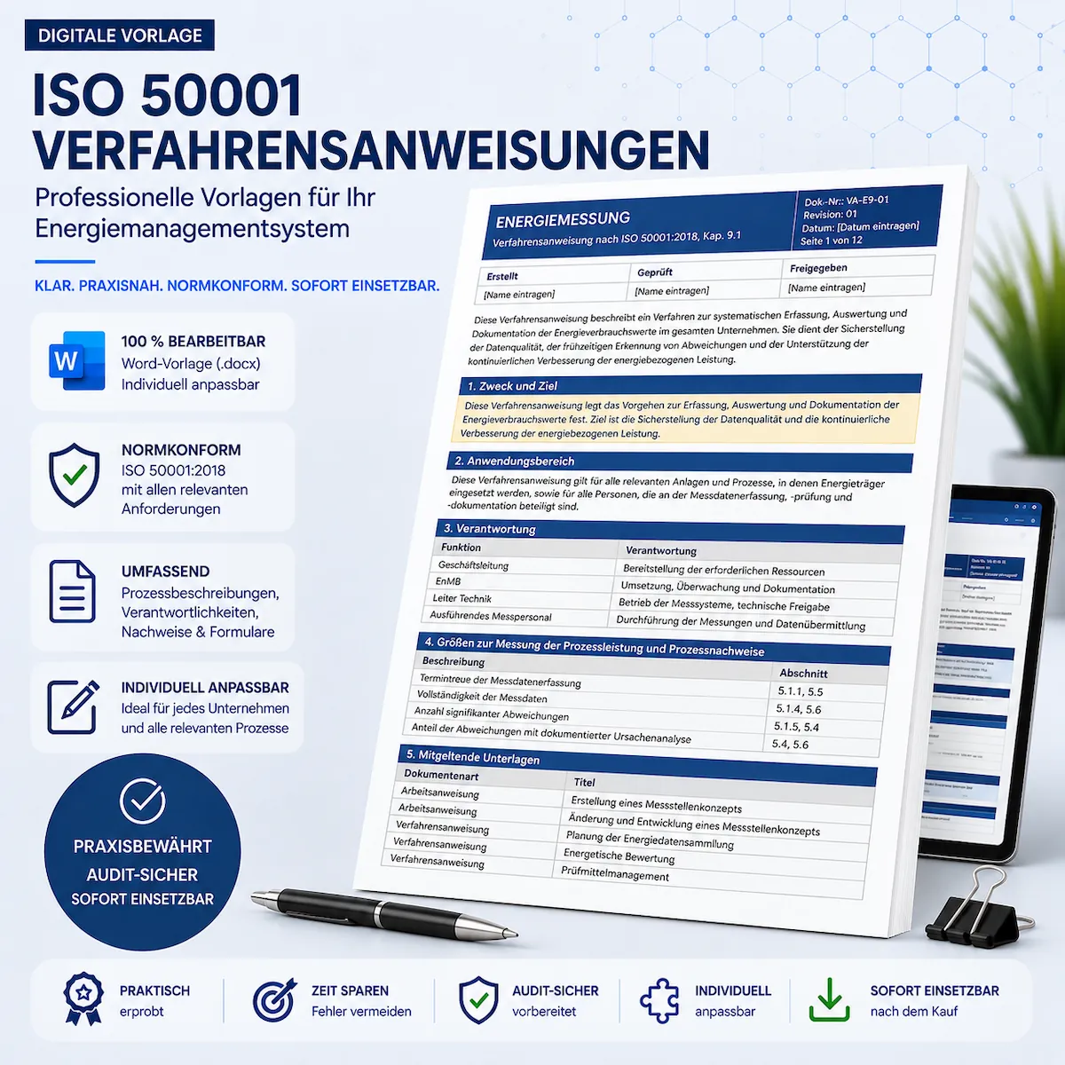 ISO 50001 Verfahrensanweisungen für das Energiemanagement