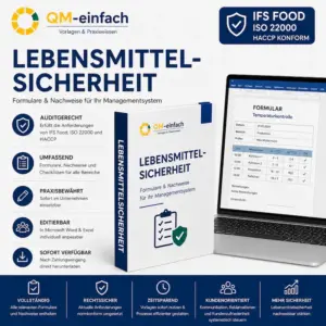 Lebensmittelsicherheit Vorlagen mit Formularen und Nachweisen für IFS Food Version 8 und ISO 22000 – editierbare Word- und Excel-Vorlagen für ein auditgerechtes Managementsystem