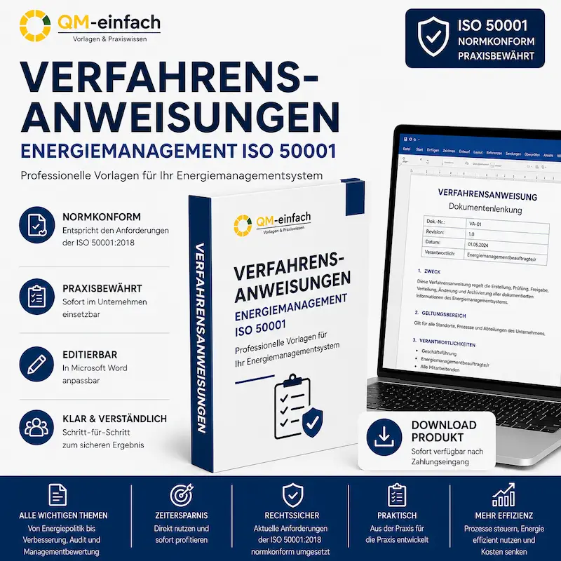 Verfahrensanweisungen ISO 50001 – professionelle Word-Vorlagen für Energiemanagementsysteme nach DIN EN ISO 50001