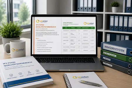 IFS Food Qualitätshandbuch für ein normkonformes Lebensmittelsicherheitsmanagement mit dokumentierten Prozessen und Verantwortlichkeiten.