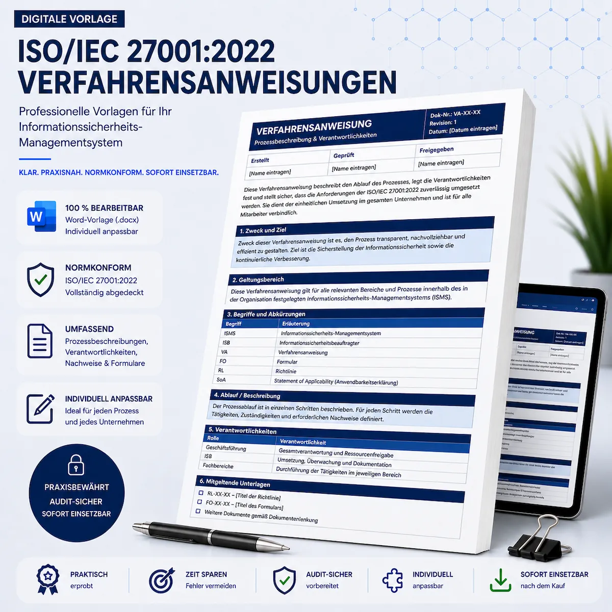 ISO 27001 Verfahrensanweisung Vorlage für ein Informationssicherheitsmanagementsystem
