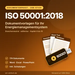 ISO 50001 Komplettpaket auf USB-Stick mit 174 Dokumentvorlagen für das Energiemanagement in Word, Excel, PowerPoint