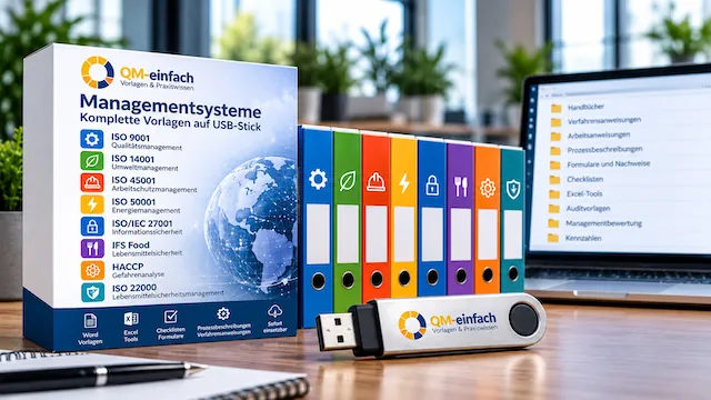 Managementsystem Vorlagen auf USB-Stick für ISO 9001, ISO 14001, ISO 45001, ISO 50001 und ISO 27001