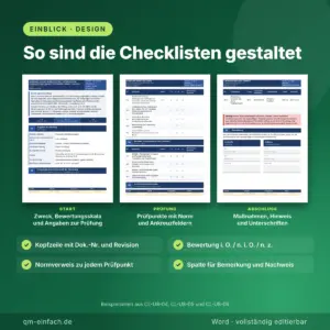 Beispielseiten der Checklisten ISO 14001:2026