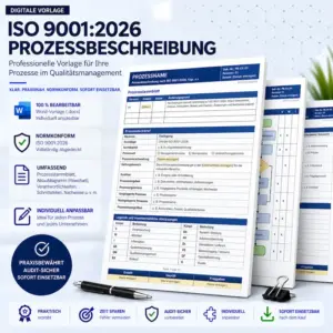 Prozessbeschreibung ISO 9001:2026 als bearbeitbare Word-Vorlage mit Flowchart und Verantwortlichkeiten
